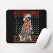 Ugly Xmas Dog Lights Santa Hat Blue Heeler Dog Chr Mousepad (Mit Mouse)