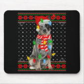 Ugly Xmas Dog Lights Santa Hat Blue Heeler Dog Chr Mousepad (Vorne)