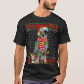Ugly Xmas Dog Lights Santa Hat Blue Heeler Dog Chr T-Shirt (Vorderseite)