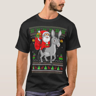 Ugly Xmas Funny Santa Claus Riding Mule Weihnachte T-Shirt