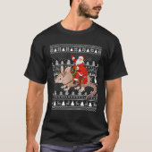 Ugly Xmas Funny Santa Riding Armadillo T-Shirt (Vorderseite)