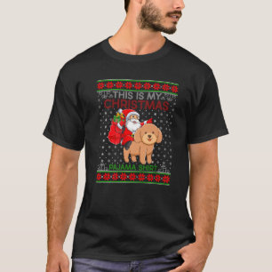 Ugly Xmas Hund Sweater Santa Riding Toy Poodle Hun T-Shirt