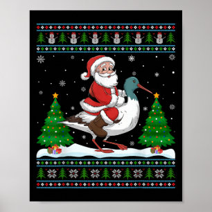 Ugly Xmas Leuchtturm Tree Santa Riding Avocet Chri Poster