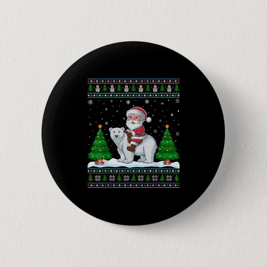 Ugly Xmas Lighting Tree Santa Riding Bär Chri Button (Vorderseite)