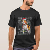 Ugly Xmas Lighting Weihnachtsmannmütze Beagle Weih T-Shirt (Vorderseite)