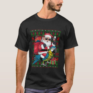 Ugly Xmas Lights Funny Riding Parrot Bird Ch T-Shirt