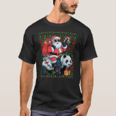 Ugly Xmas Lights Funny Santa Riding Panda Christma T-Shirt (Vorderseite)