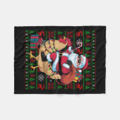 Ugly Xmas Lights Funny Santa Rive Chicken Bird C Fleecedecke (Vorderseite (Horizontal))