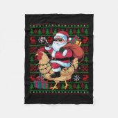 Ugly Xmas Lights Funny Santa Rive Chicken Bird C Fleecedecke (Vorderseite)