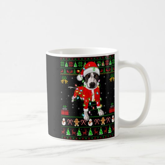 Ugly Xmas Lights Santa Tbull Dog Christmas Kaffeetasse (Rechts)