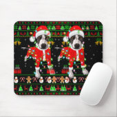 Ugly Xmas Lights Santa Tbull Dog Christmas T Shirt Mousepad (Mit Mouse)