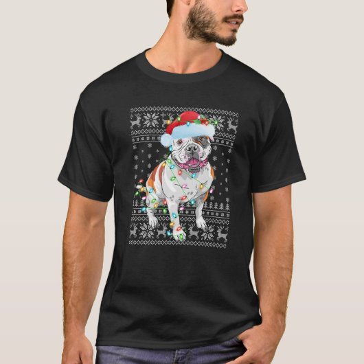 Ugly Xmas Lights Weihnachtsmannmütze American Bull T-Shirt (Vorderseite)