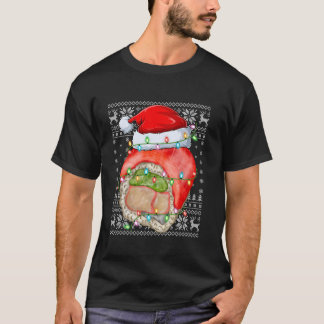 Ugly Xmas Lights Weihnachtsmannmütze Fast Food Sus T-Shirt