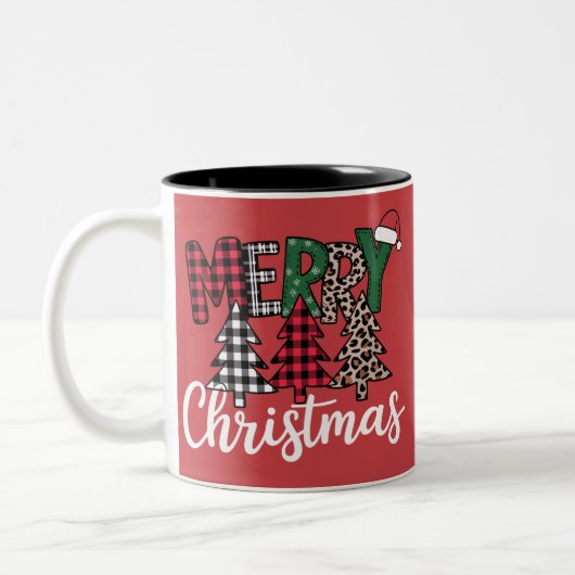 Ugly Xmas Merry and Bright Christmas Tree Santa Zweifarbige Tasse (Links)