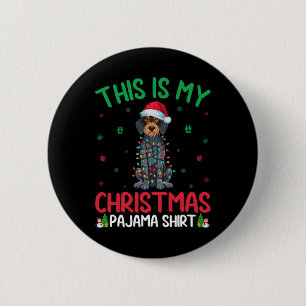 Ugly Xmas Santa German Drahthaar Pointer Dog Chri Button