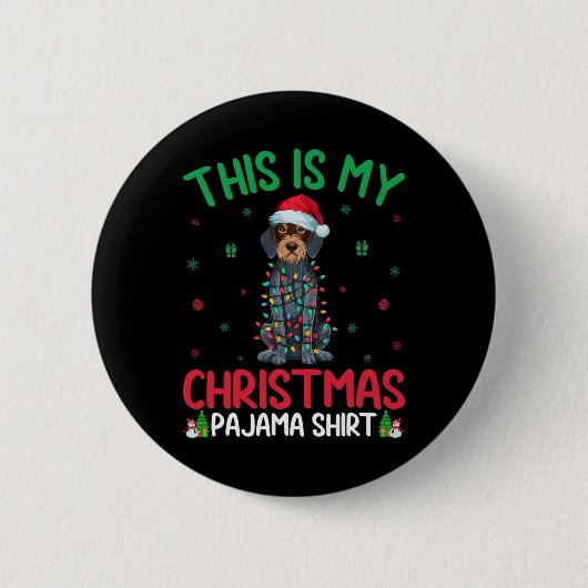 Ugly Xmas Santa German Drahthaar Pointer Dog Chri Button (Vorderseite)