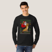 Ugly Xmas Santa Riding German Shepherd Dog Christm T-Shirt (Vorne ganz)