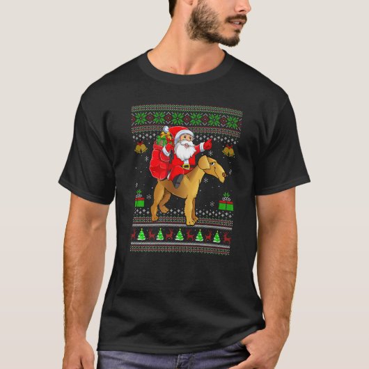 Ugly Xmas Santa Riding Great Dane Dog Christmas T-Shirt (Vorderseite)