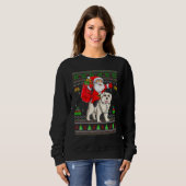 Ugly Xmas Santa Riding Great Pyrenees Dog Christma Sweatshirt (Vorne ganz)