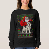 Ugly Xmas Santa Riding Great Pyrenees Dog Christma Sweatshirt (Vorderseite)