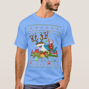 Ugly Xmas Santa Riding Hammerhead Hai Weihnachten T-Shirt