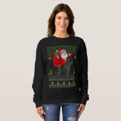 Ugly Xmas Santa Riding Miniature Schnauzer Dog Chr Sweatshirt (Vorne ganz)