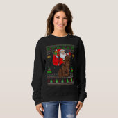 Ugly Xmas Santa Riding Newfoundland Dog Christmas Sweatshirt (Vorne ganz)