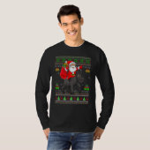 Ugly Xmas Santa Riding Schnauzer Dog Christmas T-Shirt (Vorne ganz)