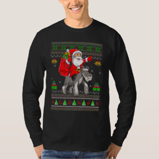 Ugly Xmas Santa Riding Wire Fox Terrier Dog Christ T-Shirt