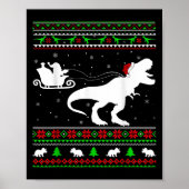 Ugly Xmas Santa Sleigh Riding Dinosaur T-rex Chris Poster (Vorne)
