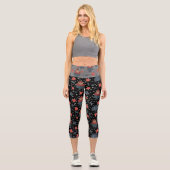 Ugly Xmas Scandi Bull Black High Waisted Capris (Vorderseite)
