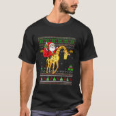 Ugly Xmas Sweater Funny Santa Riding Giraffe Chris T-Shirt (Vorderseite)