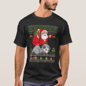 Ugly Xmas Sweater Funny Santa Riding Opossum Chris T-Shirt (Vorderseite)