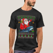 Ugly Xmas Sweater Funny Santa Riding Whale Shark C T-Shirt (Vorderseite)