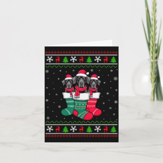 Ugly Xmas Sweater Great Dane Dog In Christmas Sock Karte (Vorderseite)