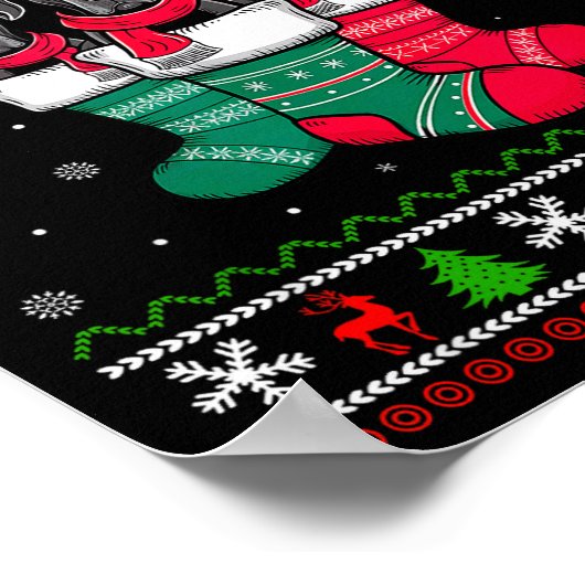 Ugly Xmas Sweater Great Dane Dog In Christmas Sock Poster (Ecke)