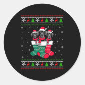 Ugly Xmas Sweater Great Dane Dog In Christmas Sock Runder Aufkleber (Vorderseite)