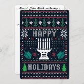 Ugly Xmas Sweater Happy Holidays Dreidels Einladung (Vorne/Hinten)