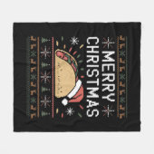 Ugly Xmas Sweater Lights Santa Taco Fleecedecke (Vorderseite (Horizontal))