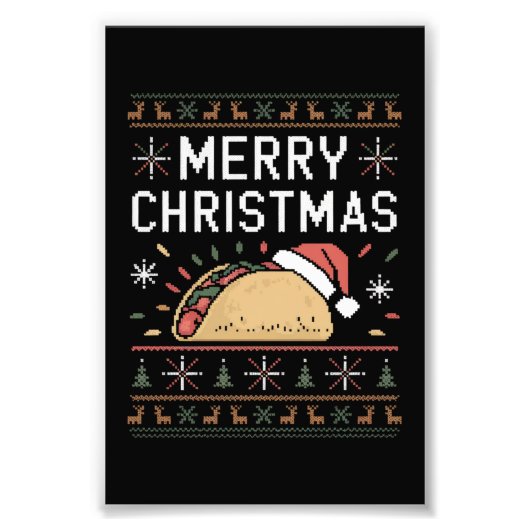 Ugly Xmas Sweater Lights Santa Taco Fotodruck (Vorne)