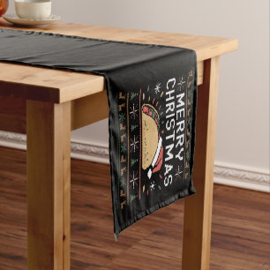 Ugly Xmas Sweater Lights Santa Taco Kurzer Tischläufer