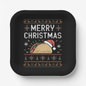 Ugly Xmas Sweater Lights Santa Taco Pappteller (Vorderseite)