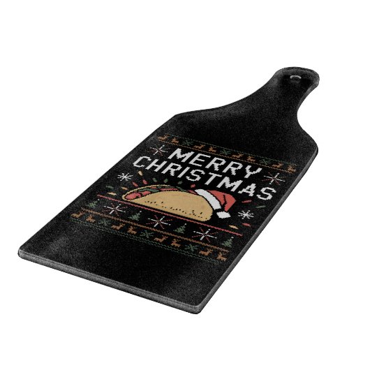 Ugly Xmas Sweater Lights Santa Taco Schneidebrett (Ecke)