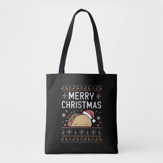 Ugly Xmas Sweater Lights Santa Taco Tasche (Vorderseite)