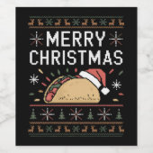 Ugly Xmas Sweater Lights Santa Taco Weinetikett (Einzelnes Label)