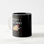 Ugly Xmas Sweater Lights Santa Taco Zweifarbige Tasse (Vorderseite Links)