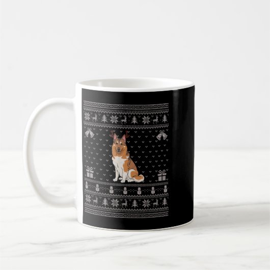 Ugly Xmas Sweater Norwegian Elkhound Dog Reindeer  Kaffeetasse (Links)