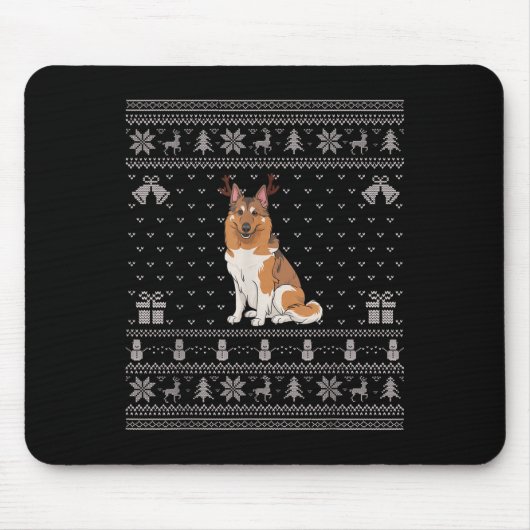 Ugly Xmas Sweater Norwegian Elkhound Dog Reindeer Mousepad (Vorne)