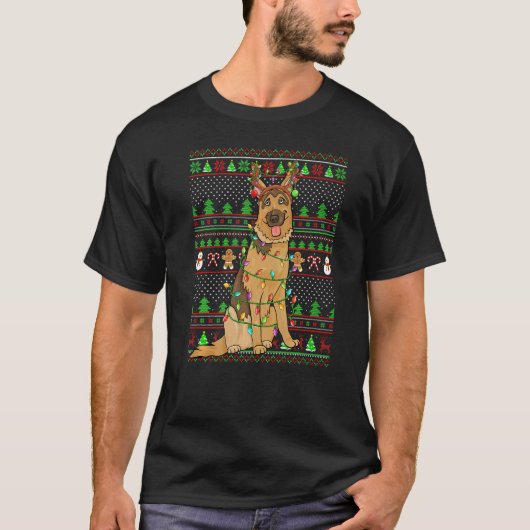 Ugly Xmas Sweater Style  Belgian Malinois Dog Chri T-Shirt (Vorderseite)
