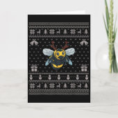 Ugly Xmas Sweater Style Bumble Bee Reindeer Christ Karte (Vorderseite)